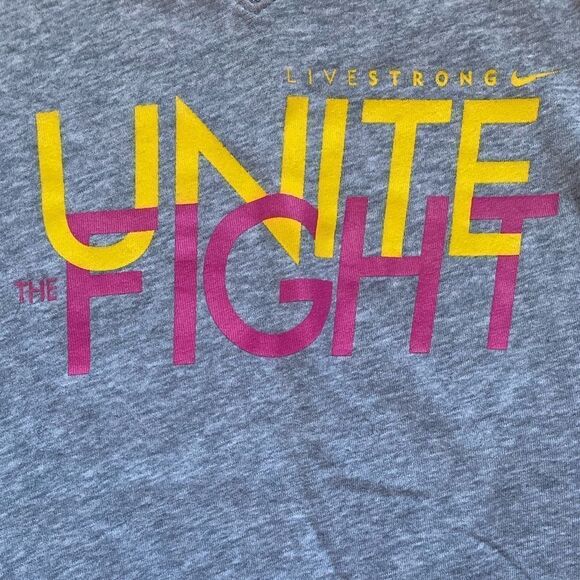 Nike Livestrong‎ Unite the Fight Dri-Fit  v neck heather grey tee - Picture 2 of 6